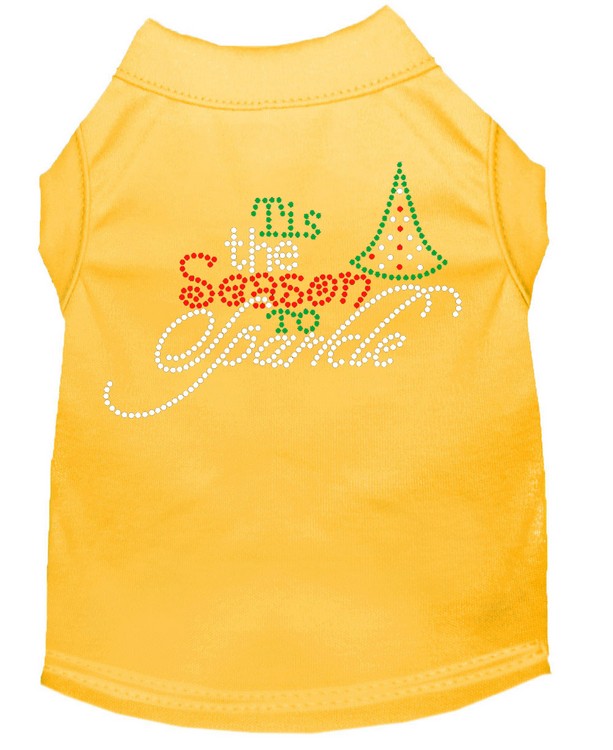 Tis the Season to Sparkle Rhinestone Dog Shirt Yellow XXXL